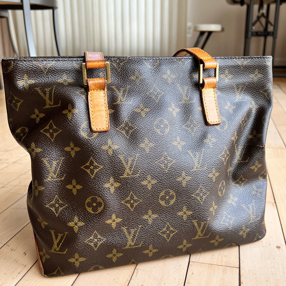 Louis Vuitton Cabas Piano Brown Leather Monogrammed Tote Bag
